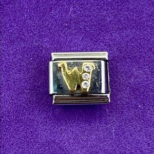 💛 Y2K Zoppini Gold ‘W’ Initial w/ Crystal Link Charm